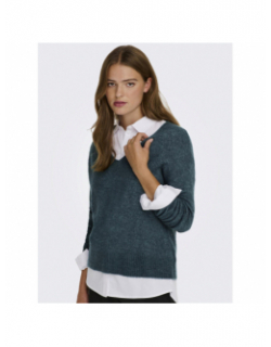 Pull col v elanora bleu femme - Jacqueline De Yong