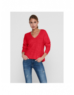 Pull col v elanora rouge femme - Jacqueline De Yong