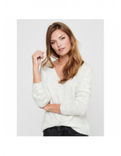 Pull col v chiné elanora blanc femme - Jacqueline De Yong