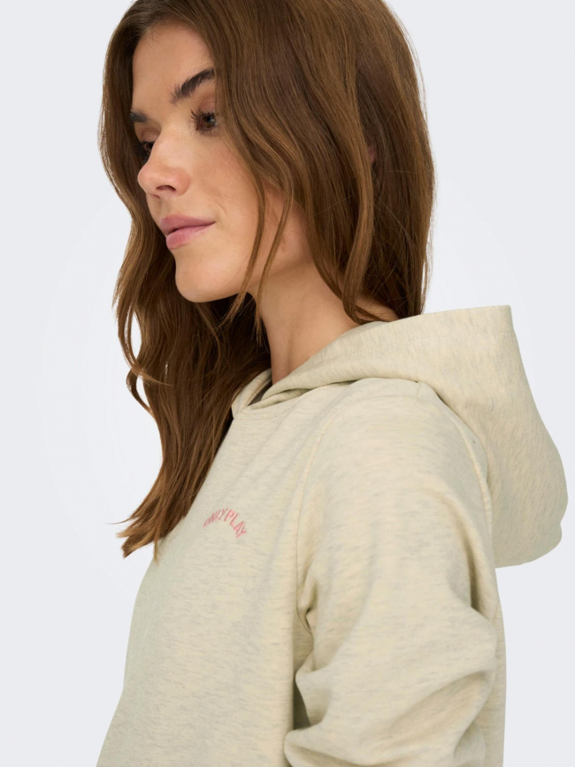 Sweat à capuche logo brodé shau chiné beige femme - Only