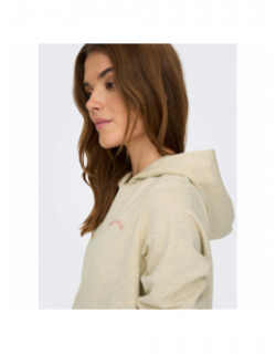 Sweat à capuche logo brodé shau chiné beige femme - Only