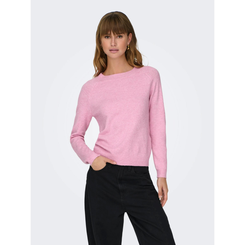 Pull col rond rica life rose femme - Only