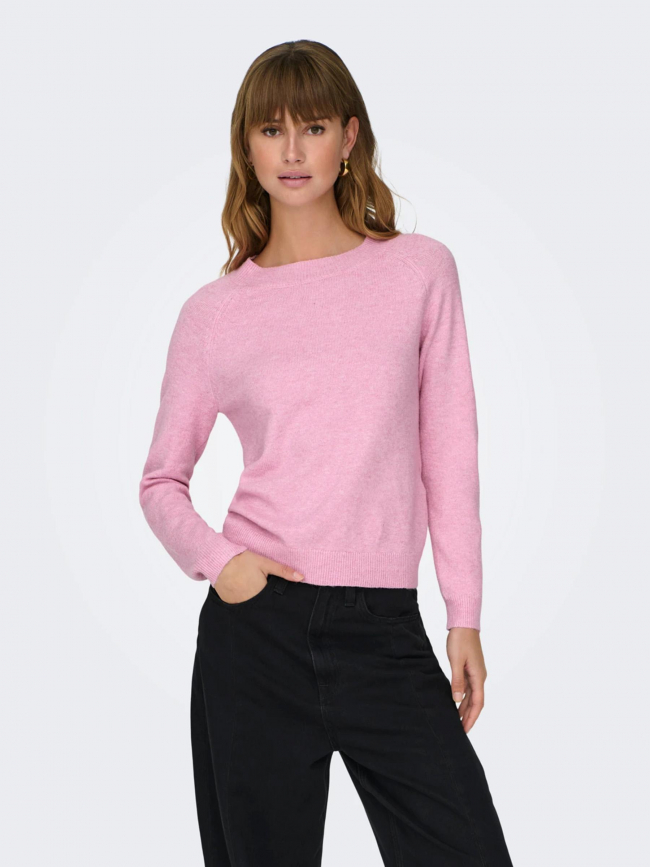 Pull col rond rica life rose femme - Only