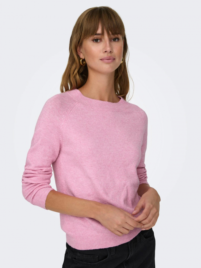 Pull col rond rica life rose femme - Only