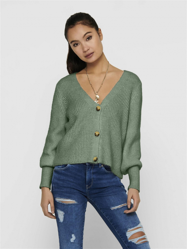 Gilet cardigan clare vert femme - Only