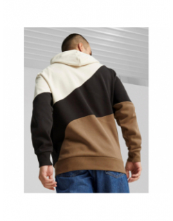 Sweat à capuche colorblock cat beige marron homme - Puma