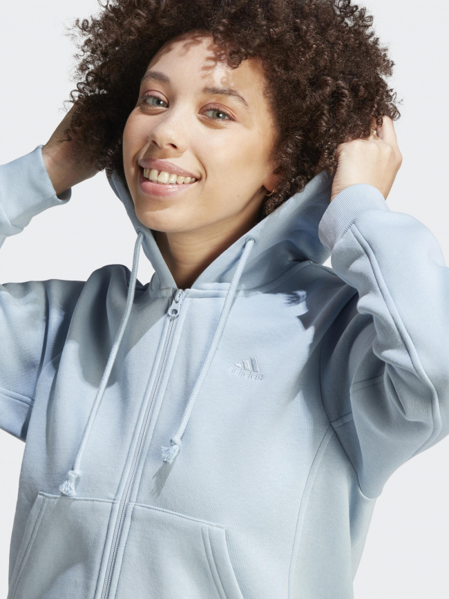 Sweat à capuche zippé all szn bleu clair femme - Adidas