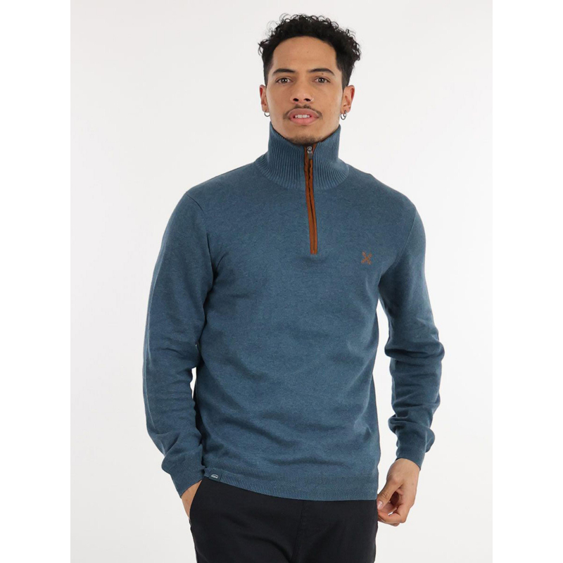 Pull col montant zippé penzi bleu homme - Oxbow