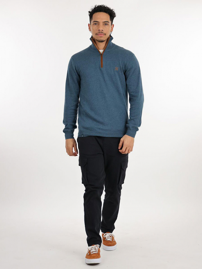 Pull col montant zippé penzi bleu homme - Oxbow