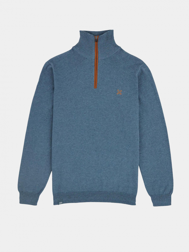 Pull col montant zippé penzi bleu homme - Oxbow