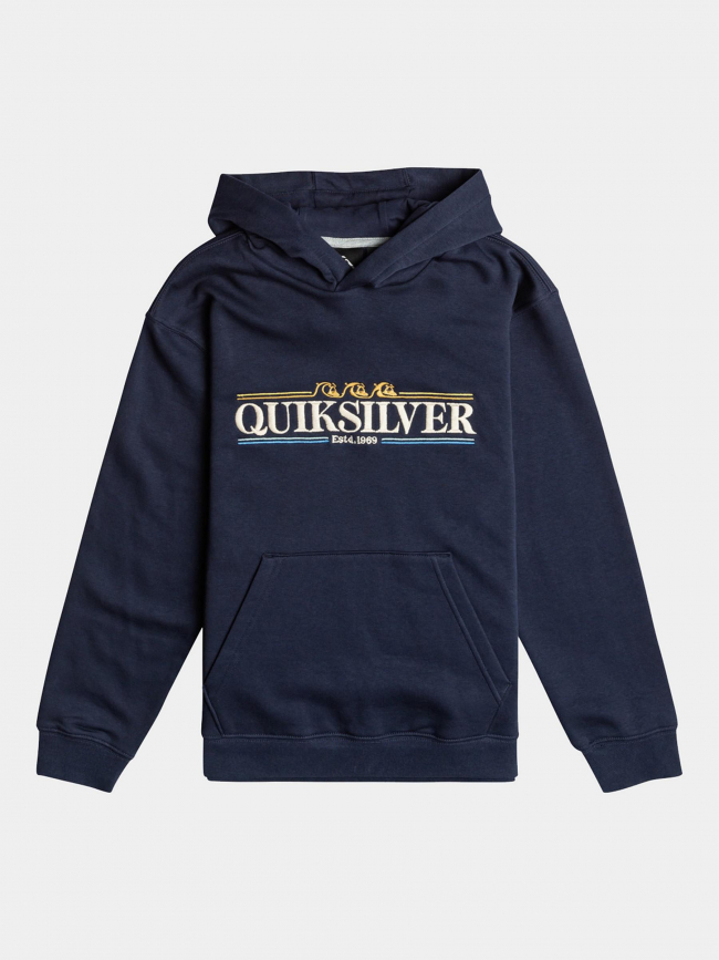 Sweat à capuche graphic logo brodé bleu garçon - Quiksilver