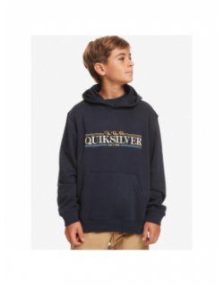 Sweat à capuche graphic logo brodé bleu garçon - Quiksilver