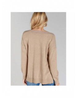 Pull col bateau paillette beige femme - Le Temps Des Cerises