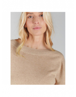 Pull col bateau paillette beige femme - Le Temps Des Cerises