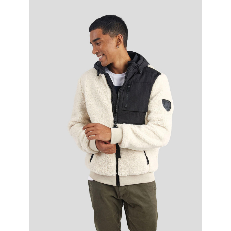 Blouson bi-matière sherpa noir blanc homme - Redskins