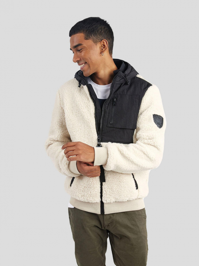 Blouson bi-matière sherpa noir blanc homme - Redskins