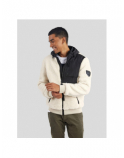 Blouson bi-matière sherpa noir blanc homme - Redskins