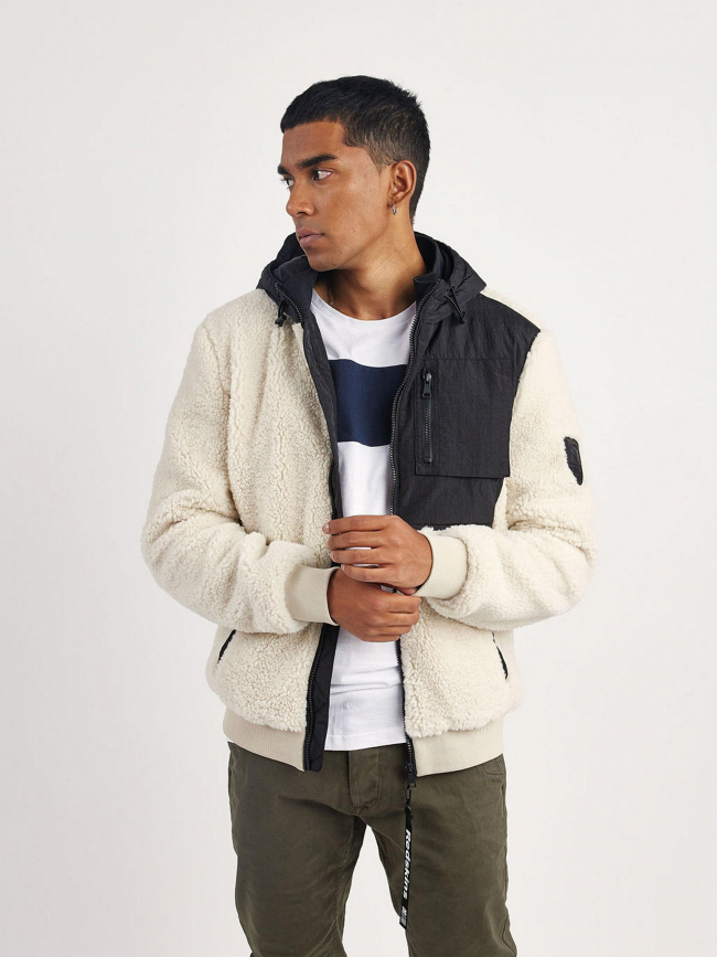 Blouson bi-matière sherpa noir blanc homme - Redskins