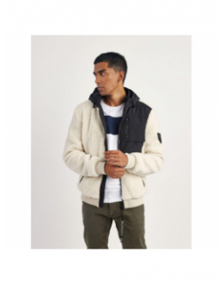 Blouson bi-matière sherpa noir blanc homme - Redskins