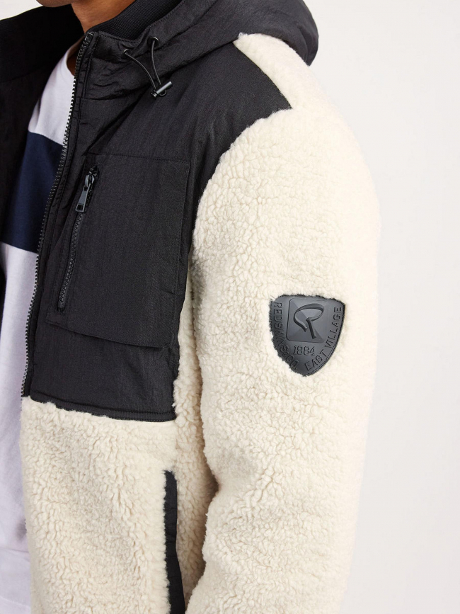 Blouson bi-matière sherpa noir blanc homme - Redskins