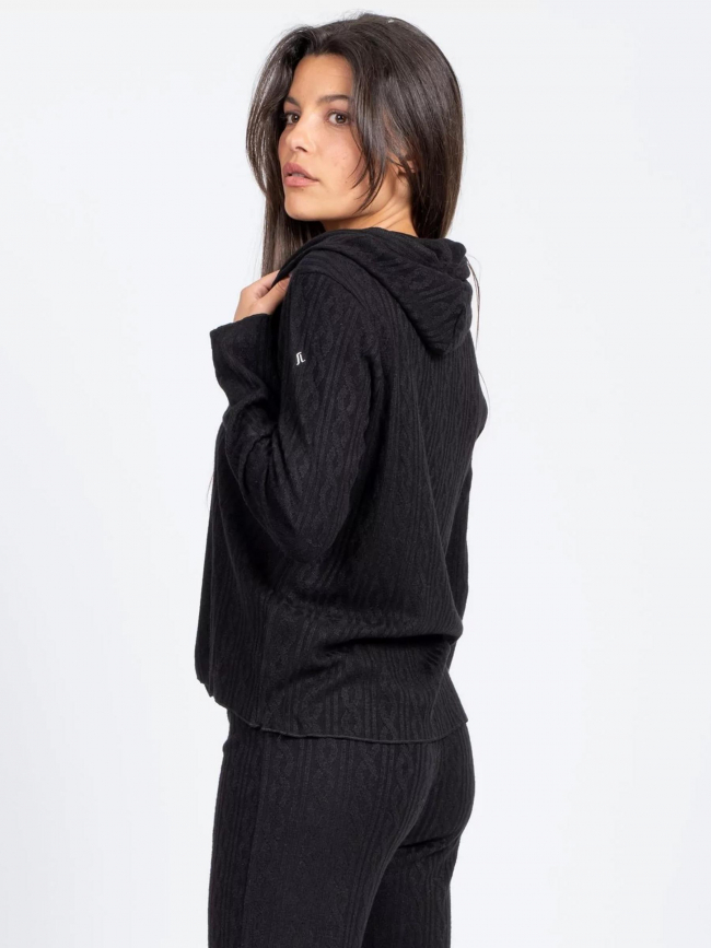 Pull à capuche maille jacquard dinhar noir femme - Sun Valley