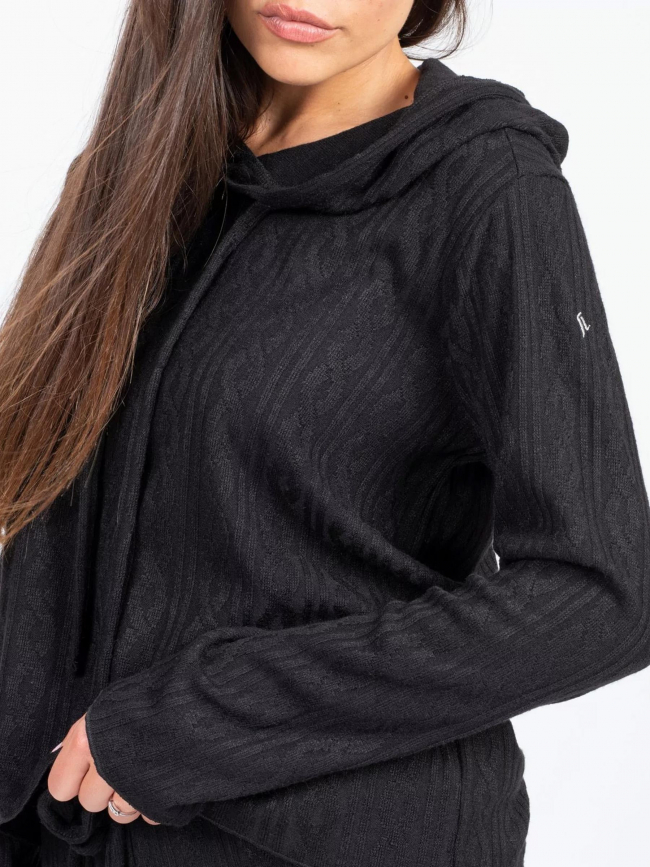 Pull à capuche maille jacquard dinhar noir femme - Sun Valley