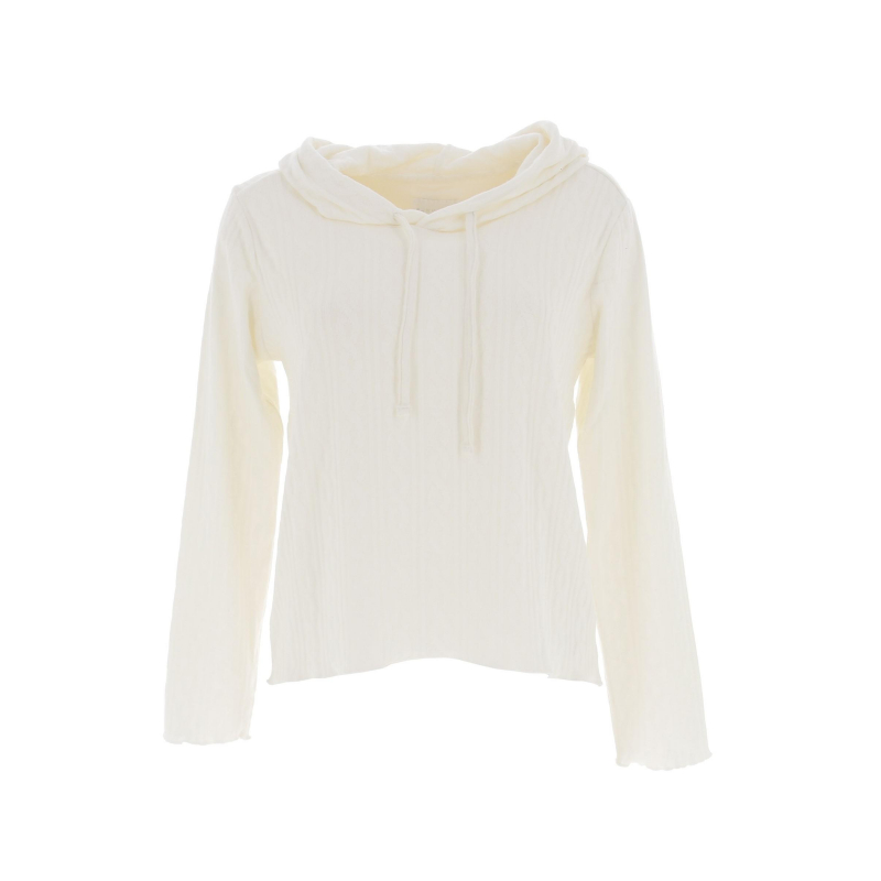 Pull à capuche maille jacquard dinhar blanc femme - Sun Valley