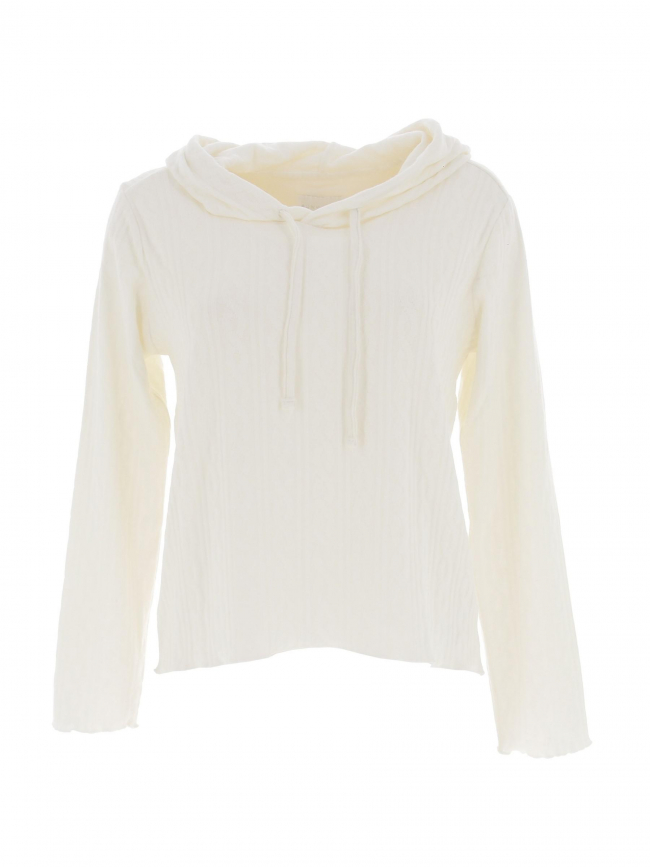 Pull à capuche maille jacquard dinhar blanc femme - Sun Valley