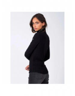 Pull fin en maille col montant davein noir femme - Sun Valley