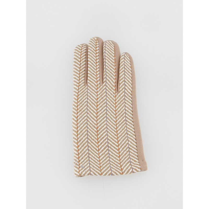 Gants tactiles laine chevrons marion beige femme - Only