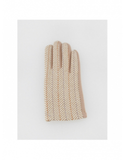 Gants tactiles laine chevrons marion beige femme - Only