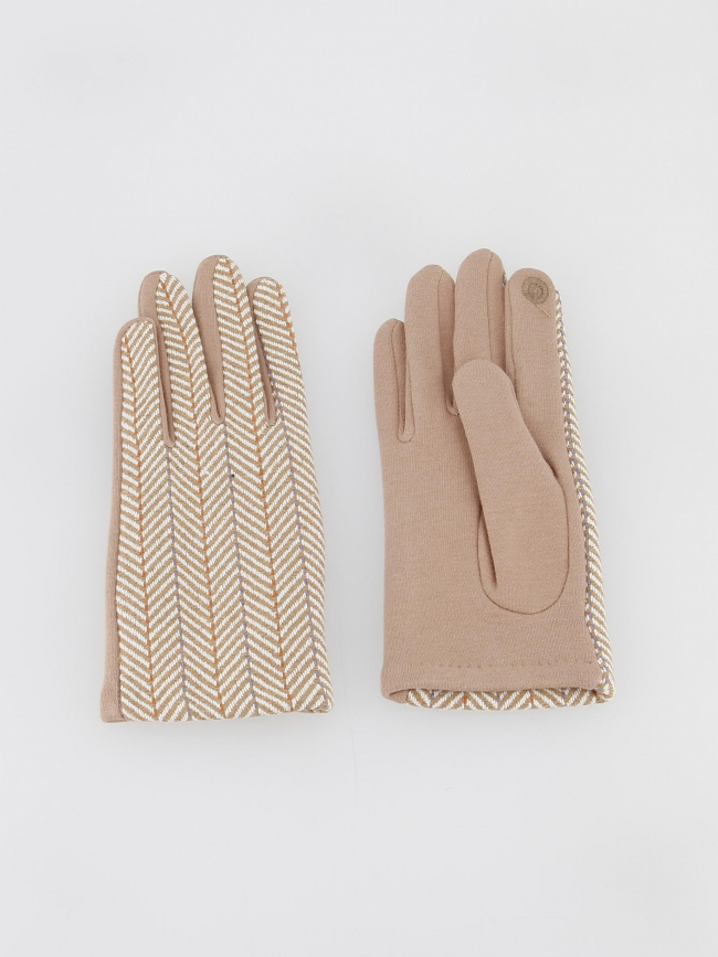 Gants tactiles laine chevrons marion beige femme - Only