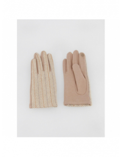 Gants tactiles laine chevrons marion beige femme - Only