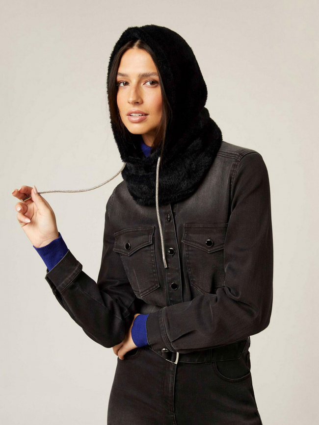 Cagoule cordon strass noir femme - Morgan