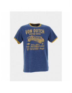 T-shirt vintage racer jaune bleu homme - Von Dutch