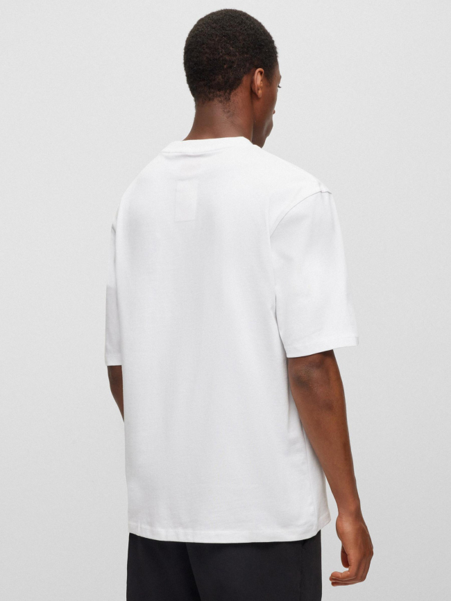 T-shirt uni logo embossé dleek blanc homme - Hugo