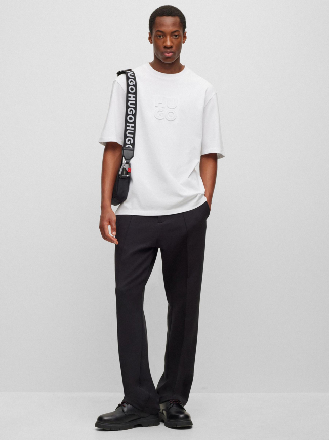 T-shirt uni logo embossé dleek blanc homme - Hugo
