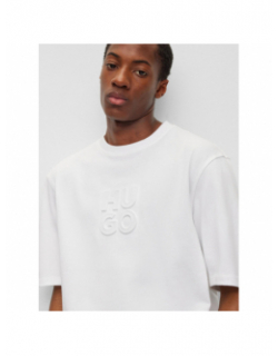 T-shirt uni logo embossé dleek blanc homme - Hugo