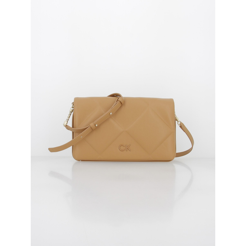 Sac bandoulière re-lock quilt marron femme - Calvin Klein