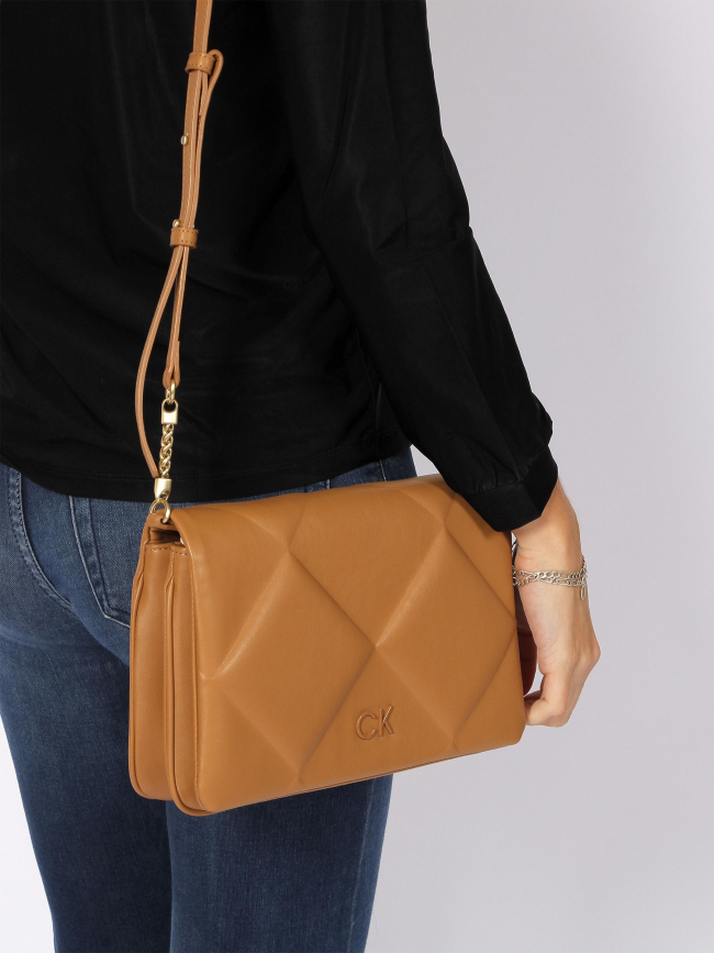 Sac bandoulière re-lock quilt marron femme - Calvin Klein