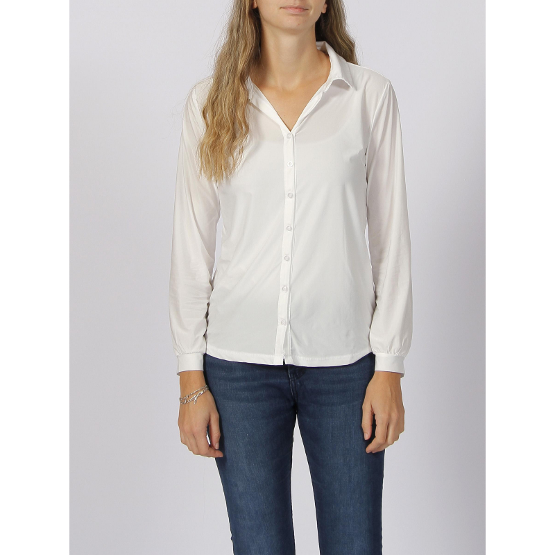 Chemise manches longues unie zelie silky blanc femme - Hbt