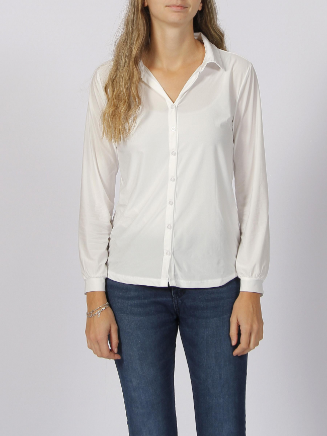 Chemise manches longues unie zelie silky blanc femme - Hbt