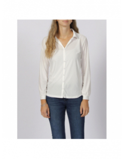 Chemise manches longues unie zelie silky blanc femme - Hbt