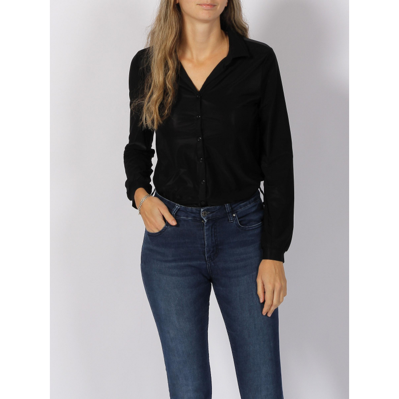 Chemise manches longues unie zelie silky noir femme - Hbt