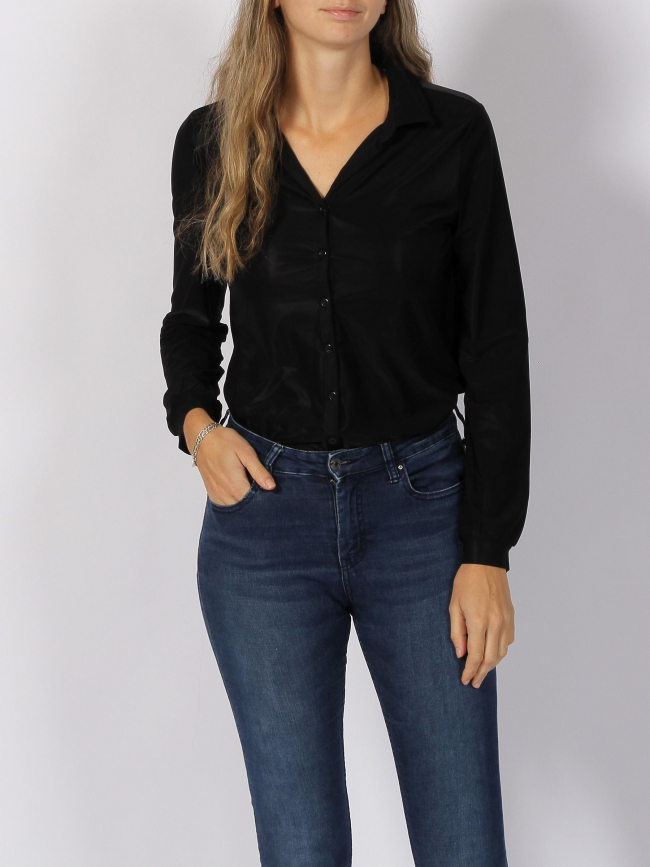 Chemise manches longues unie zelie silky noir femme - Hbt