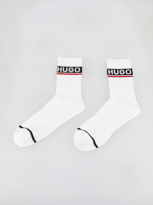 Coffret 2 paires de chaussettes hautes rib blanc homme - Hugo