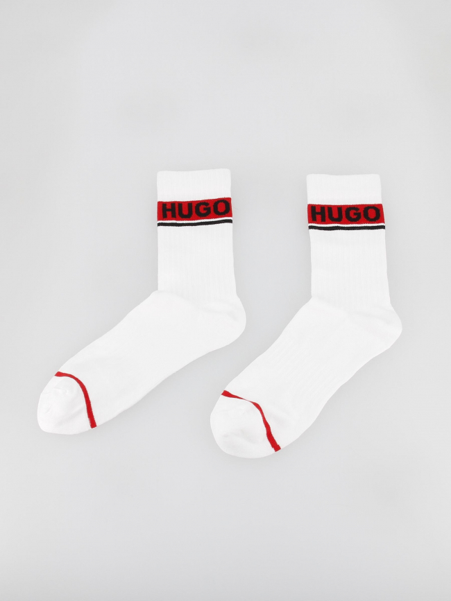 Coffret 2 paires de chaussettes hautes rib blanc homme - Hugo