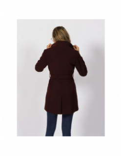 Manteau en laine à ceinture bordeaux femme - Salsa