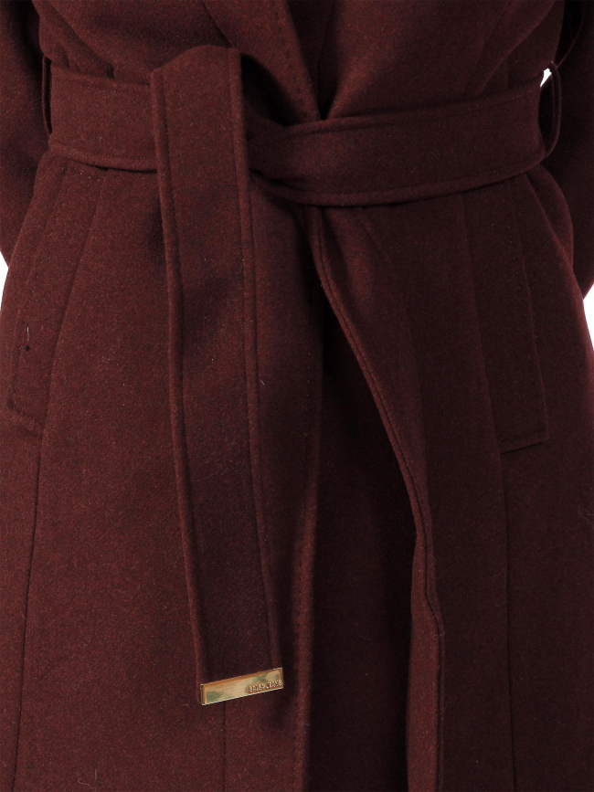 Manteau en laine à ceinture bordeaux femme - Salsa