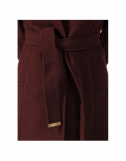 Manteau en laine à ceinture bordeaux femme - Salsa